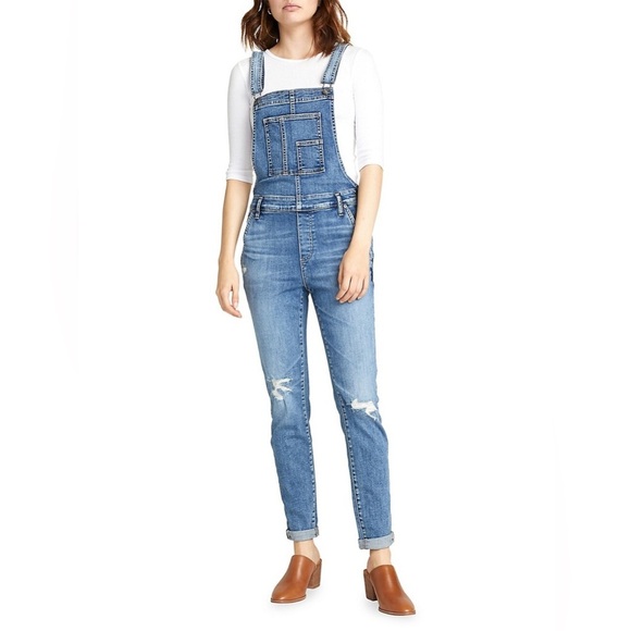Silver Jeans Co. Denim Overalls Size 28 Distressed - Picture 1 of 14